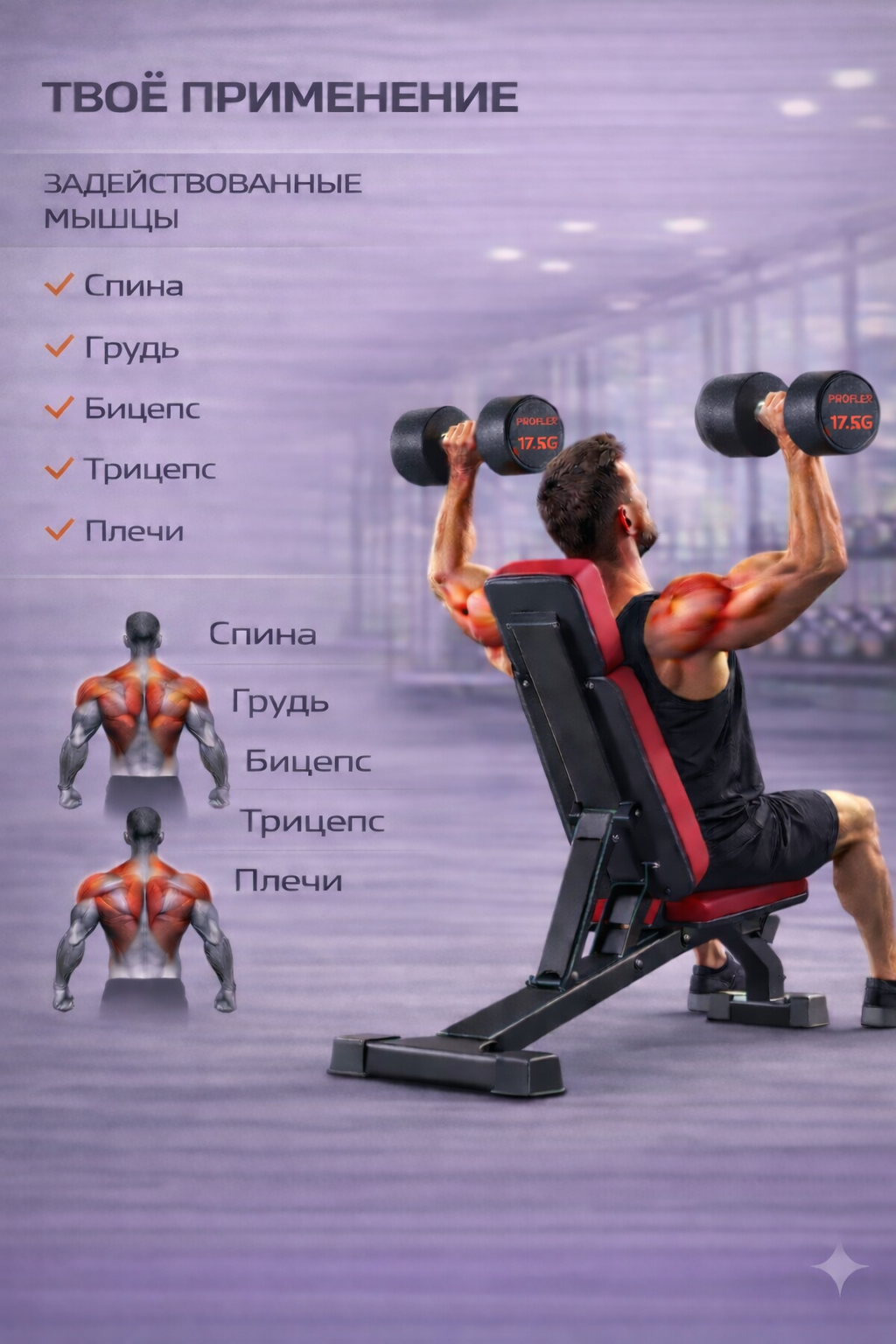 Гантель резиновая Technogym 17.5 кг WJ-X0009 — изображение 4